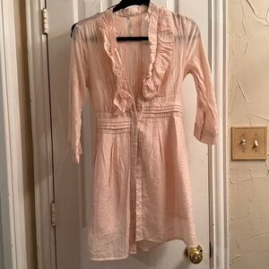 Ruffled Pink Button-Down Dress